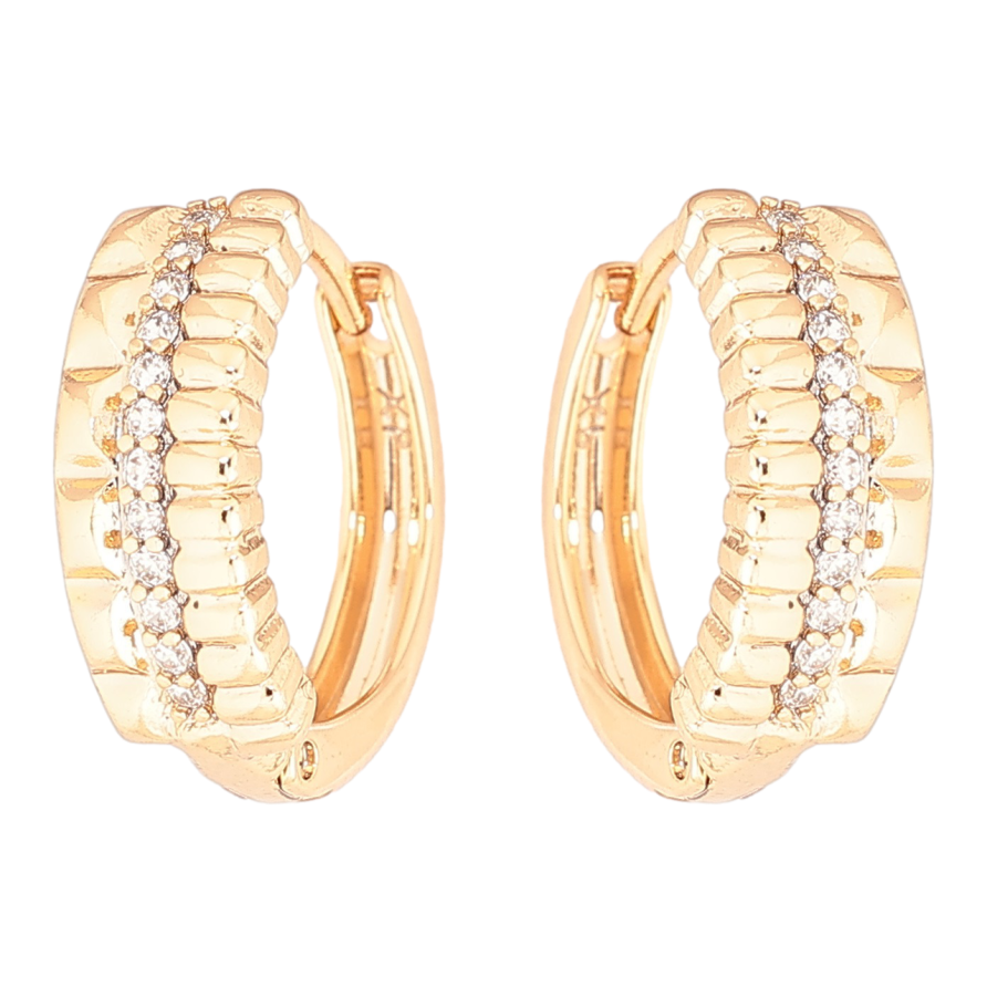 Серьги Xuping Позолота 18K колечки Узор с дорожками циркония фото №1 Серьги Xuping Позолота 18K колечки Узор с дорожками циркония фото №1