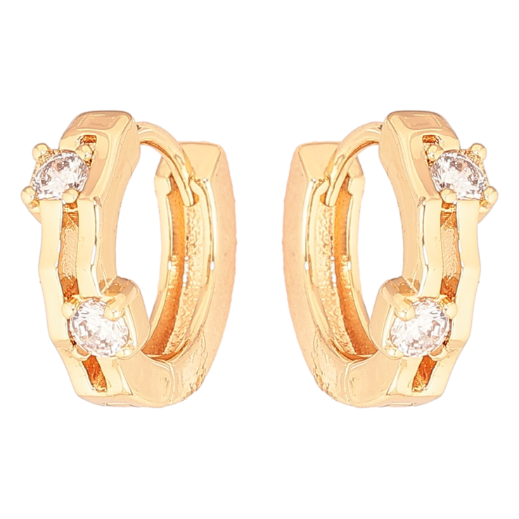 Серьги Xuping Позолота 18K колечки Два кристалла фото №5 Серьги Xuping Позолота 18K колечки Два кристалла фото №5