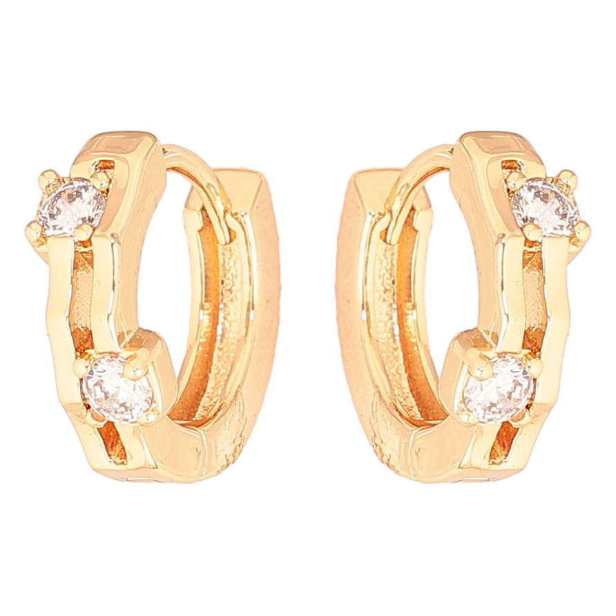 Серьги Xuping Позолота 18K колечки Два кристалла фото №1 Серьги Xuping Позолота 18K колечки Два кристалла фото №1