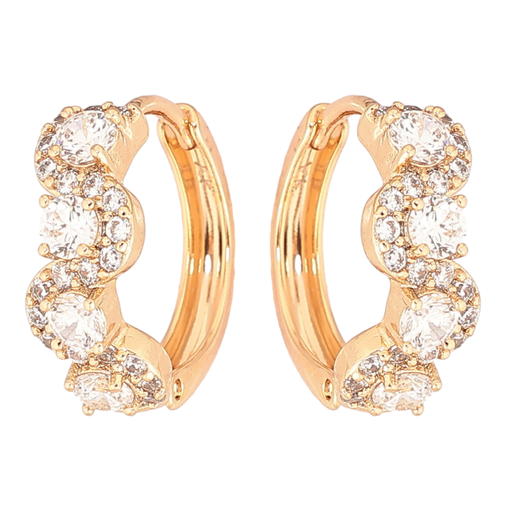 Серьги Xuping Позолота 18K колечки Узор с цирконием фото №11 Серьги Xuping Позолота 18K колечки Узор с цирконием фото №11