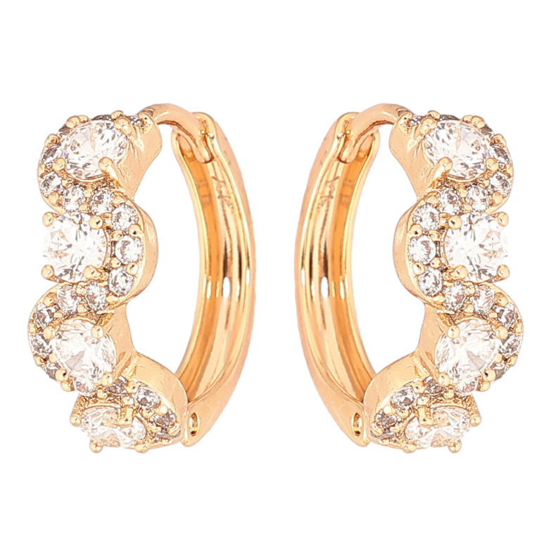 Серьги Xuping Позолота 18K колечки Узор с цирконием фото №1 Серьги Xuping Позолота 18K колечки Узор с цирконием фото №1