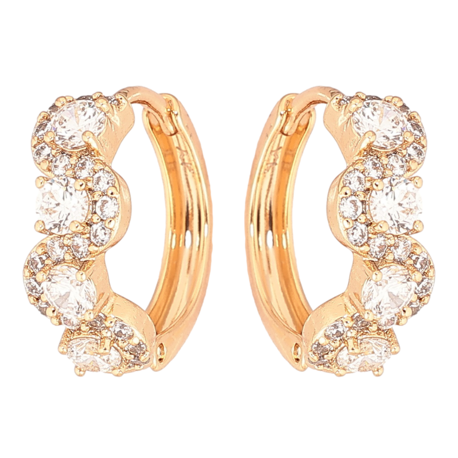 Серьги Xuping Позолота 18K колечки Узор с цирконием фото №1 Серьги Xuping Позолота 18K колечки Узор с цирконием фото №1