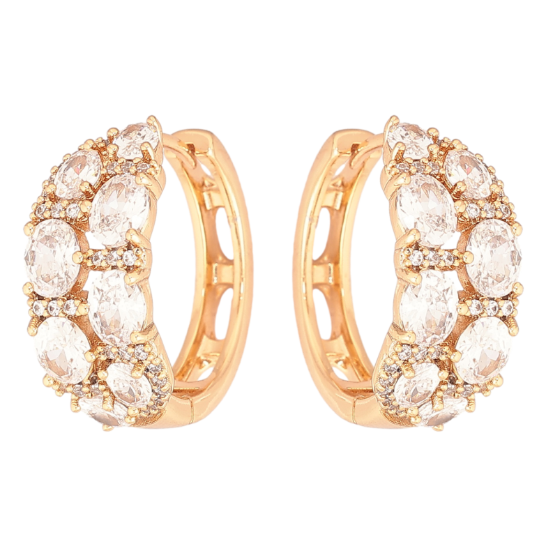 Сережки Xuping Позолота 18K колечка «Інкрустація цирконієм» фото №2 Сережки Xuping Позолота 18K колечка «Інкрустація цирконієм» фото №2