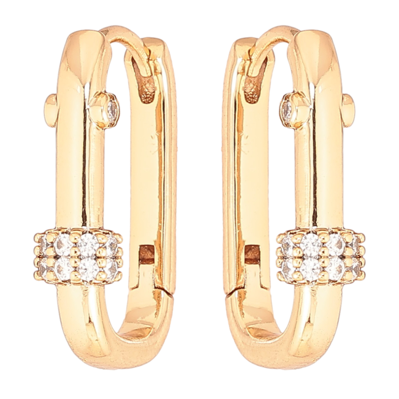 Серьги Xuping Позолота 18K колечки Овальные с цирконием фото №1