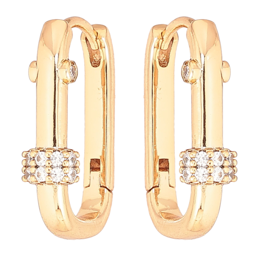 Серьги Xuping Позолота 18K колечки Овальные с цирконием фото №1