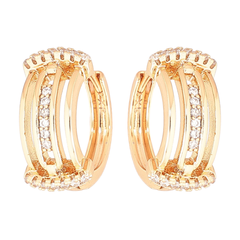 Серьги Xuping Позолота 18K колечки Узор с дорожками циркония фото №4 Серьги Xuping Позолота 18K колечки Узор с дорожками циркония фото №4