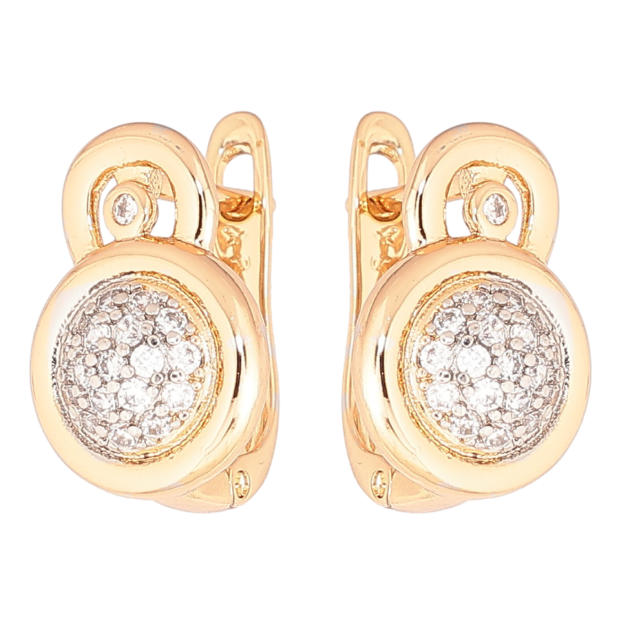 Серьги Xuping Позолота 18K + Родий английский замок Круги с цирконием фото №1 Серьги Xuping Позолота 18K + Родий английский замок Круги с цирконием фото №1