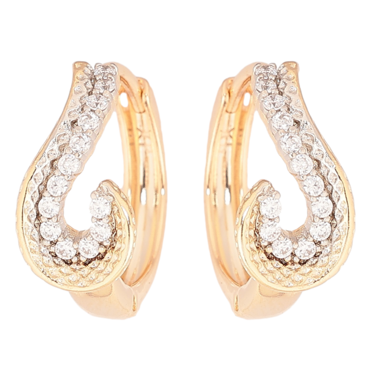 Серьги Xuping Позолота 18K + Родий колечки Узор с цирконием фото №11 Серьги Xuping Позолота 18K + Родий колечки Узор с цирконием фото №11