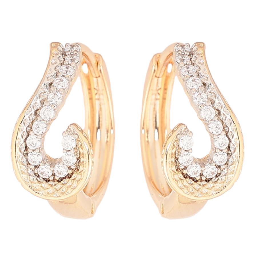 Серьги Xuping Позолота 18K + Родий колечки Узор с цирконием фото №1 Серьги Xuping Позолота 18K + Родий колечки Узор с цирконием фото №1