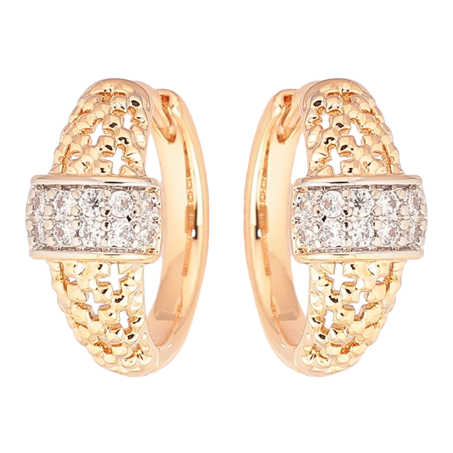 Серьги Xuping Позолота 18K + Родий колечки Декоративный узор с цирконием фото №1
