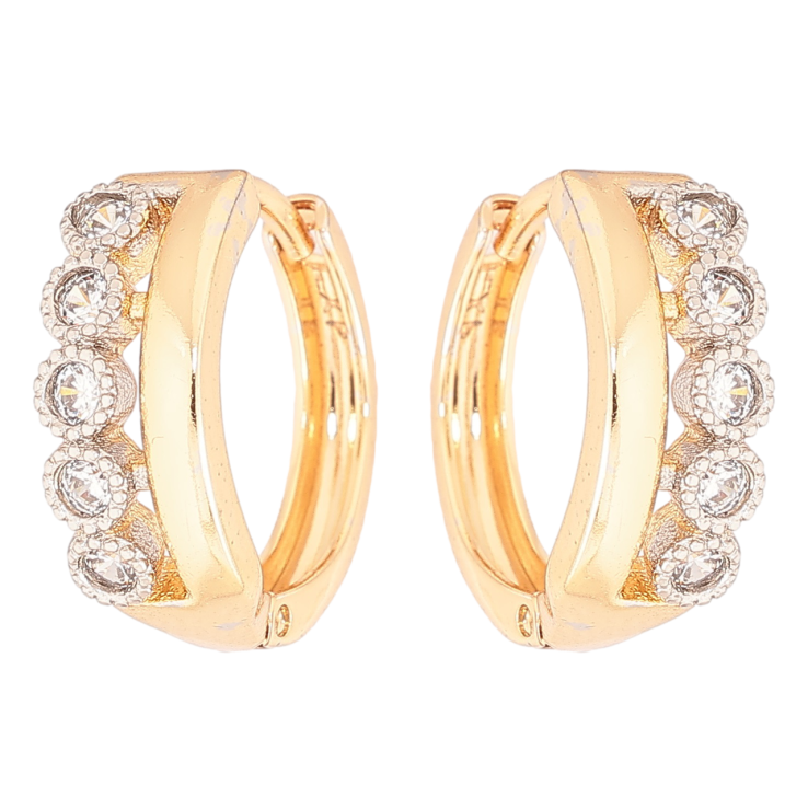 Серьги Xuping Позолота 18K + Родий колечки Дорожки циркония фото №2 Серьги Xuping Позолота 18K + Родий колечки Дорожки циркония фото №2