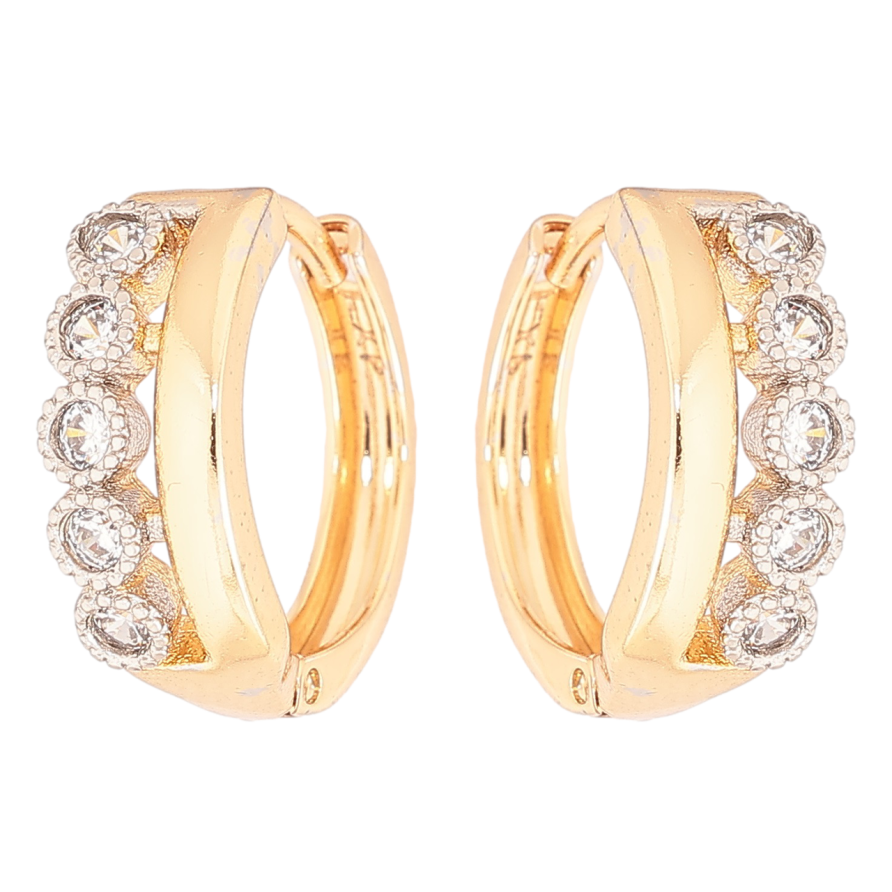 Серьги Xuping Позолота 18K + Родий колечки Дорожки циркония фото №1