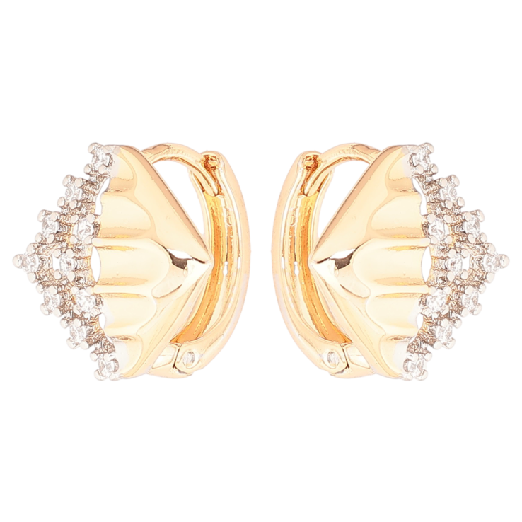 Серьги Xuping Позолота 18K + Родий колечки Ромбовый узор с цирконием фото №23 Серьги Xuping Позолота 18K + Родий колечки Ромбовый узор с цирконием фото №23