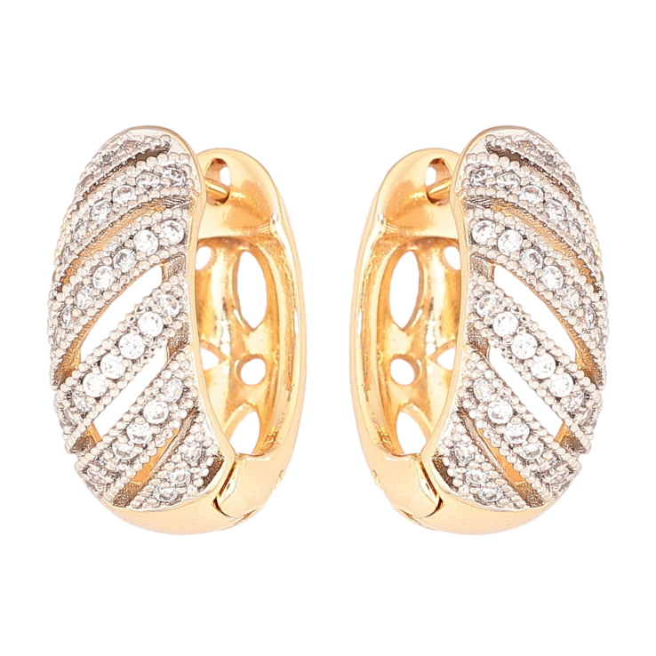 Серьги Xuping Позолота 18K + Родий колечки Узор с цирконием фото №17 Серьги Xuping Позолота 18K + Родий колечки Узор с цирконием фото №17