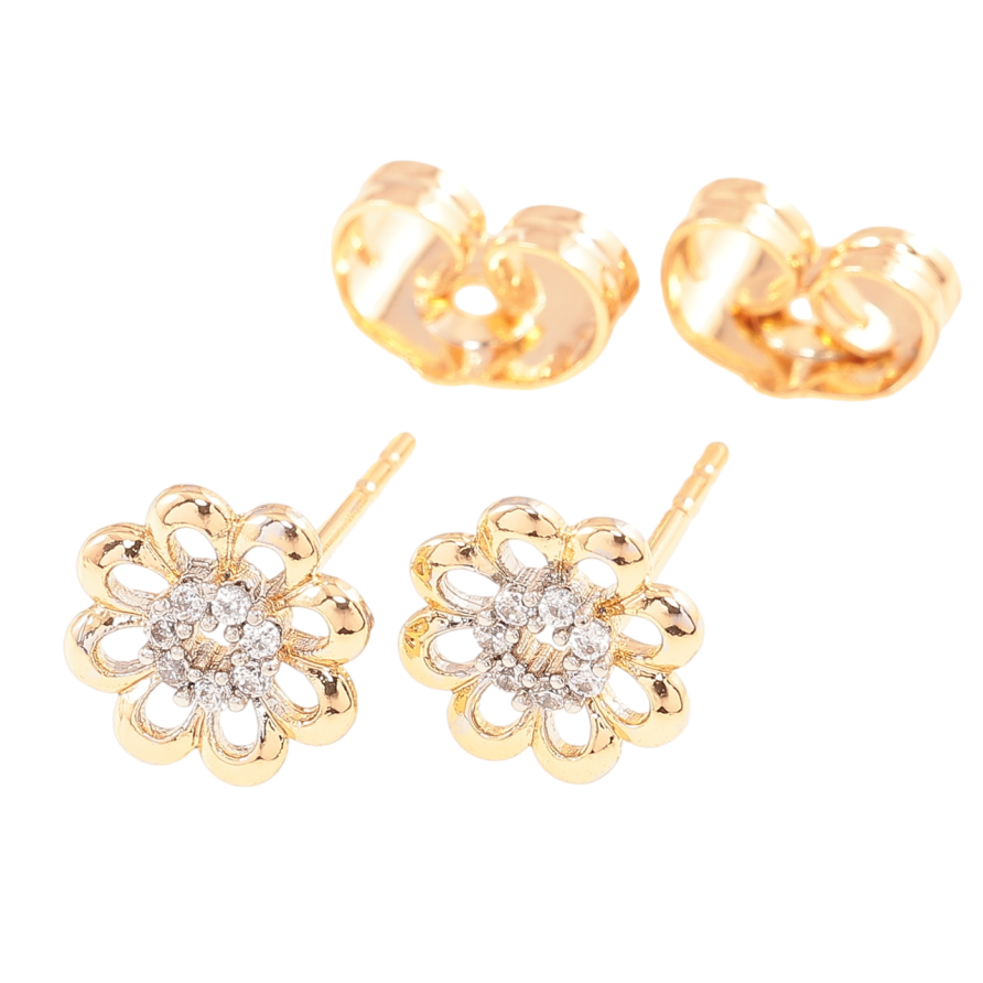 Серьги Xuping Позолота 18K + Родий пусеты Цветочки фото №1 Серьги Xuping Позолота 18K + Родий пусеты Цветочки фото №1