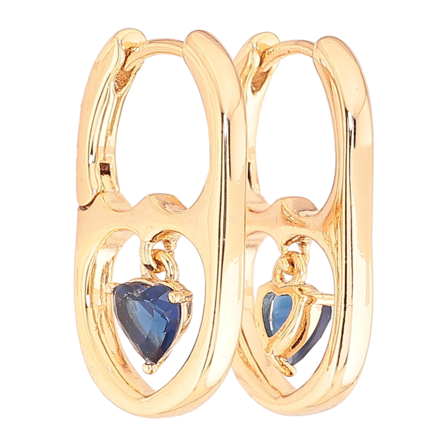 Сережки Xuping Позолота 18K підвіски на колечках «Підвіски з синіми кришталевими сердечками» фото №1 Сережки Xuping Позолота 18K підвіски на колечках «Підвіски з синіми кришталевими сердечками» фото №1