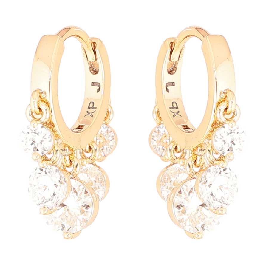 Сережки Xuping Позолота 18K підвіски на колечках «Кришталевий блиск» фото №1 Сережки Xuping Позолота 18K підвіски на колечках «Кришталевий блиск» фото №1