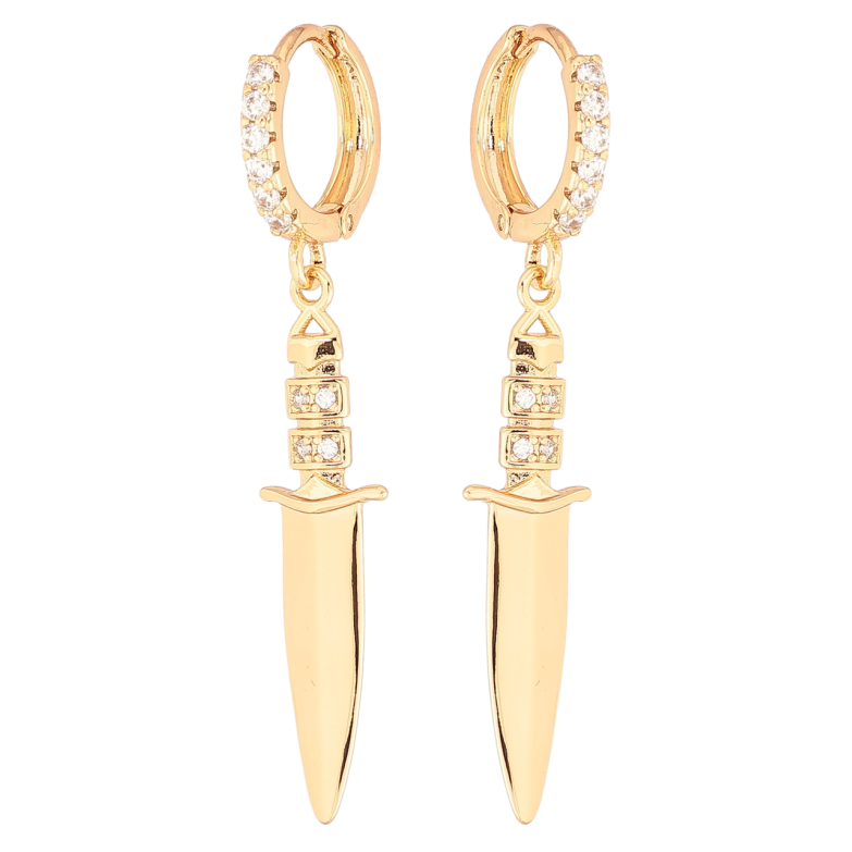 Сережки Xuping Позолота 18K підвіски на колечках «Кинджали» фото №12 Сережки Xuping Позолота 18K підвіски на колечках «Кинджали» фото №12