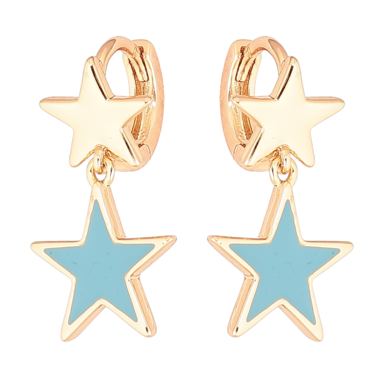 Сережки Xuping Позолота 18K підвіски на колечках «Зірки з блакитною емаллю» фото №4 Сережки Xuping Позолота 18K підвіски на колечках «Зірки з блакитною емаллю» фото №4