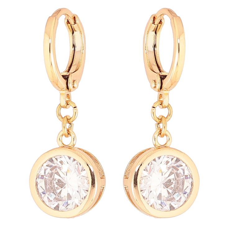 Серьги Xuping Позолота 18K подвески на колечках Кристальные подвески ø 10мм фото №5