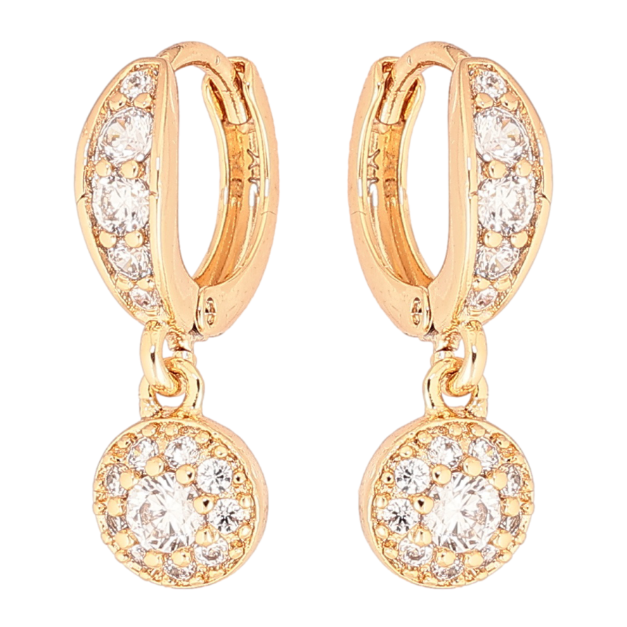 Серьги Xuping Позолота 18K подвески на колечках Инкрустация цирконием ø 6мм фото №1 Серьги Xuping Позолота 18K подвески на колечках Инкрустация цирконием ø 6мм фото №1