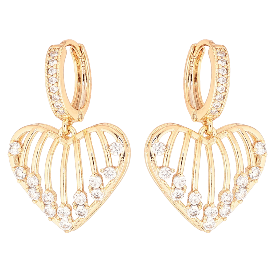 Сережки Xuping Позолота 18K підвіски на колечках «Сердечка з цирконієм» фото №1 Сережки Xuping Позолота 18K підвіски на колечках «Сердечка з цирконієм» фото №1