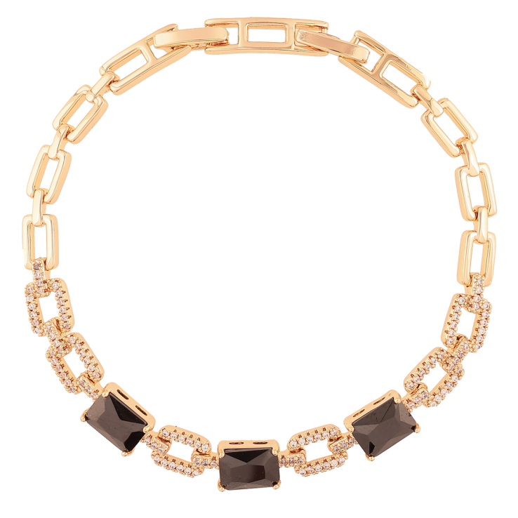 Браслет Xuping M&L Колір 18K «Візерунок з цирконієм і чорними кристалами довжина з доп.замком 17,19см х 4.5мм фото №8 Браслет Xuping M&L Колір 18K «Візерунок з цирконієм і чорними кристалами довжина з доп.замком 17,19см х 4.5мм фото №8