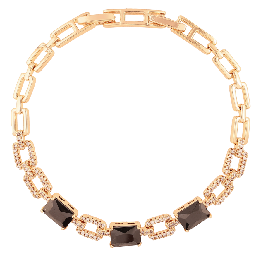 Браслет Xuping M&L Колір 18K «Візерунок з цирконієм і чорними кристалами довжина з доп.замком 17,19см х 4.5мм фото №1 Браслет Xuping M&L Колір 18K «Візерунок з цирконієм і чорними кристалами довжина з доп.замком 17,19см х 4.5мм фото №1