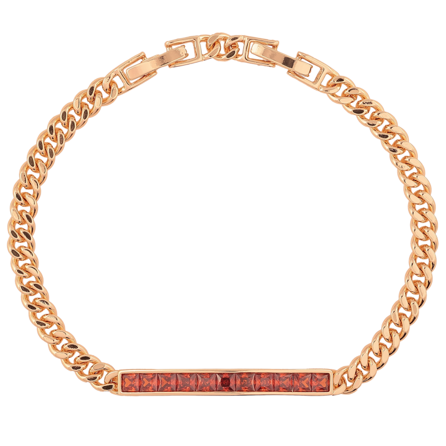 Браслет Xuping M&L Цвет 18K Цепочка с дорожкой красных кристаллов длина с доп.замком 17,19.5см х 4мм фото №1