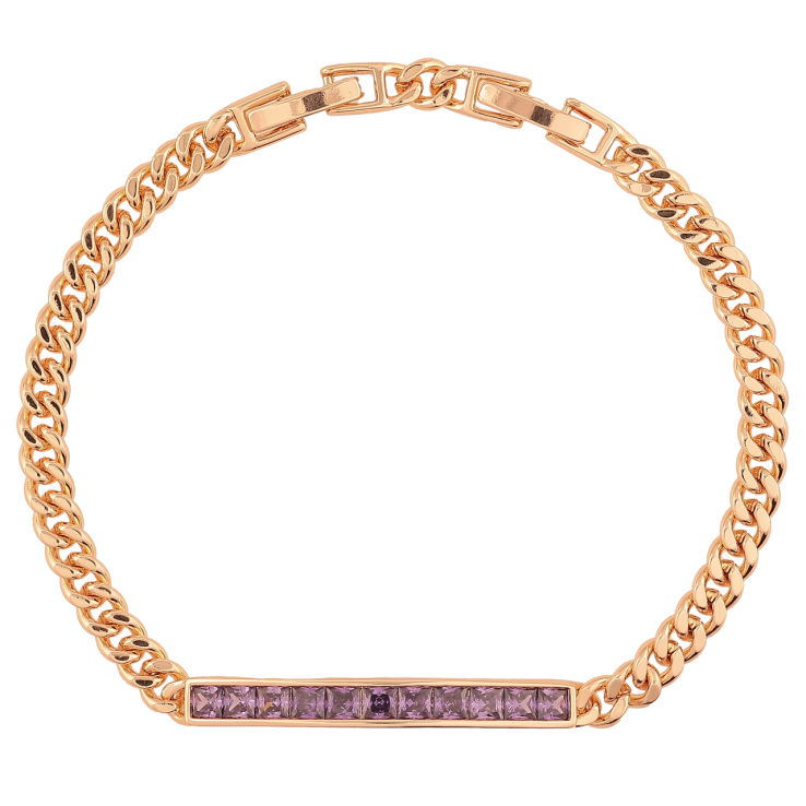 Браслет Xuping M&L Колір 18K «Ланцюжок з доріжкою бузкових кристалів довжина з доп.замком 17,19.5см х 4мм фото №6 Браслет Xuping M&L Колір 18K «Ланцюжок з доріжкою бузкових кристалів довжина з доп.замком 17,19.5см х 4мм фото №6