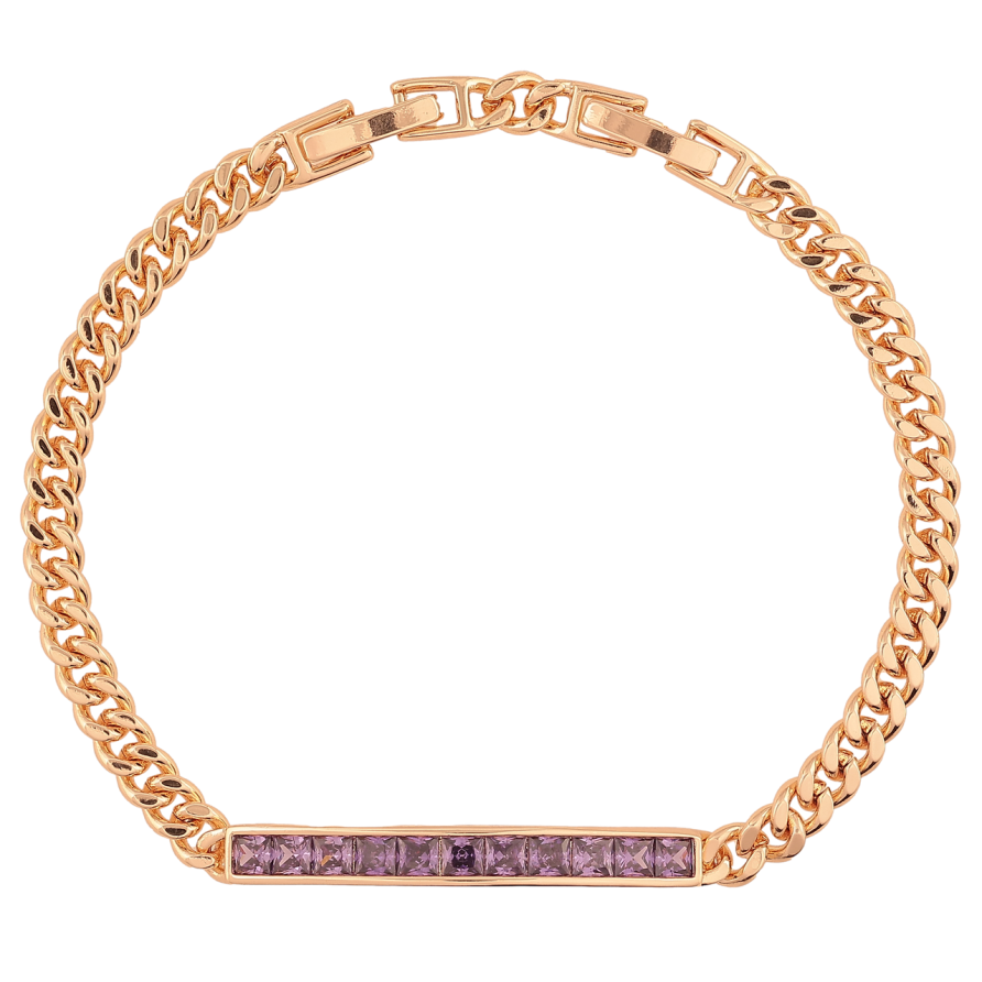 Браслет Xuping M&L Цвет 18K Цепочка с дорожкой сиреневых кристаллов длина с доп.замком 17,19.5см х 4мм фото №1 Браслет Xuping M&L Цвет 18K Цепочка с дорожкой сиреневых кристаллов длина с доп.замком 17,19.5см х 4мм фото №1