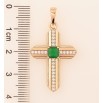 Кулон Xuping Позолота 18K Крест с цирконием и зеленым кристаллом для цепочки до 6мм фото №2