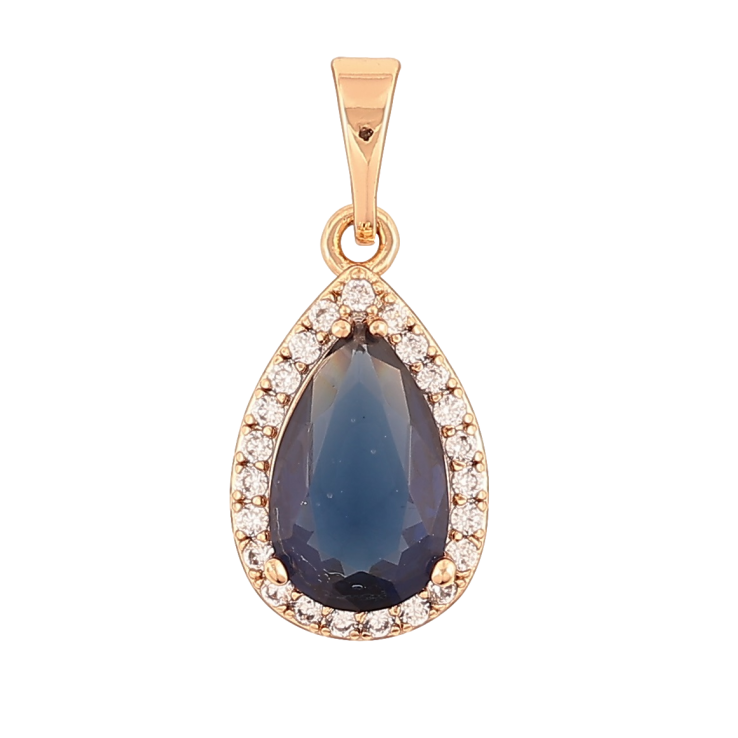 Кулон Xuping Позолота 18K Синяя кристальная капелька в обрамлении циркония для цепочки до 5мм фото №23