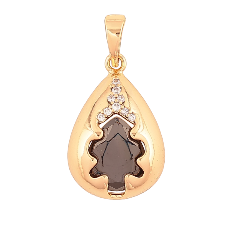 Кулон Xuping Позолота 18K Капелька с черным кристаллом для цепочки до 6мм фото №3