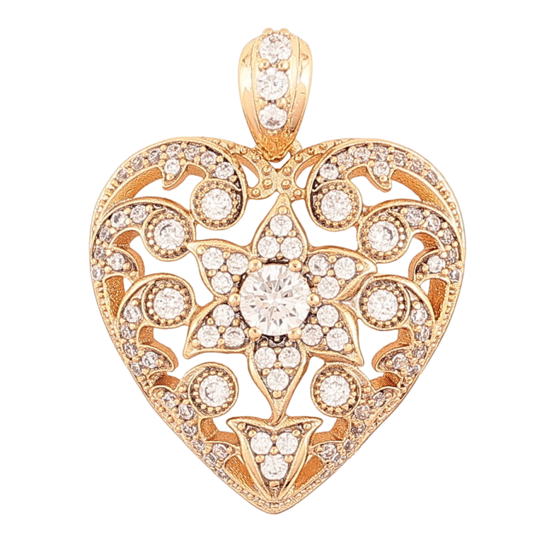 Кулон Xuping Позолота 18K Сердечко с цветочным узором для цепочки до 5мм фото №9