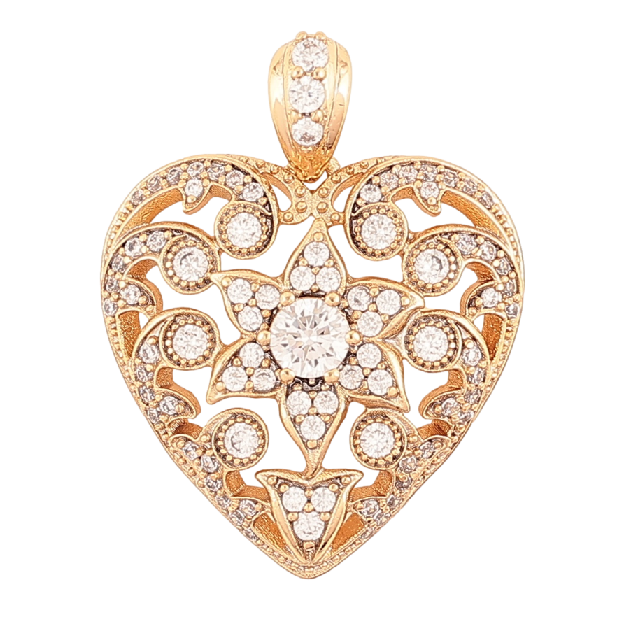 Кулон Xuping Позолота 18K Сердечко с цветочным узором для цепочки до 5мм фото №1