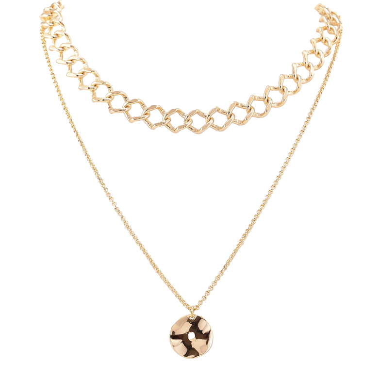 Подвеска на цепочке Xuping Позолота 14K Двойная цепочка с круглой подвеской длина 39-44см х 1.5-8мм фото №1 Подвеска на цепочке Xuping Позолота 14K Двойная цепочка с круглой подвеской длина 39-44см х 1.5-8мм фото №1