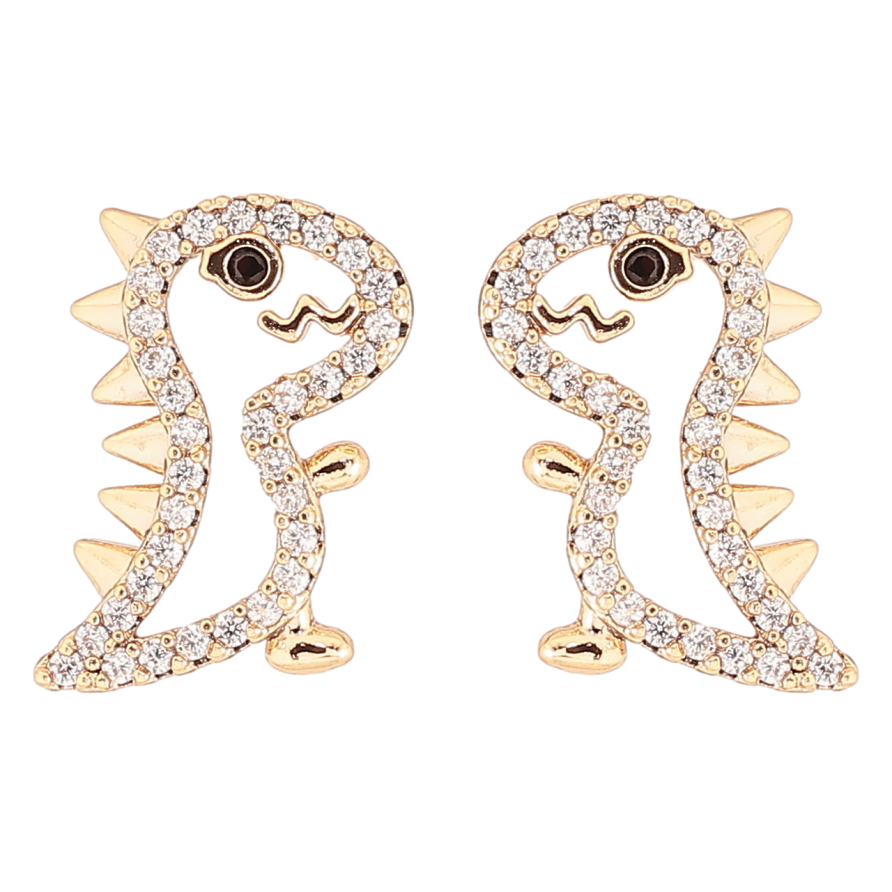 Серьги Xuping Позолота 18K пусеты Динозавры фото №1 Серьги Xuping Позолота 18K пусеты Динозавры фото №1