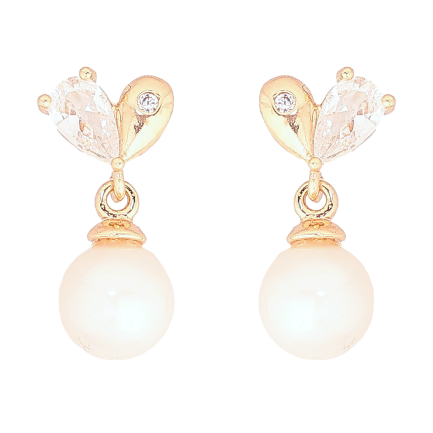 Серьги Xuping Позолота 18K пусеты Сердечки с жемчужными подвесками фото №1 Серьги Xuping Позолота 18K пусеты Сердечки с жемчужными подвесками фото №1