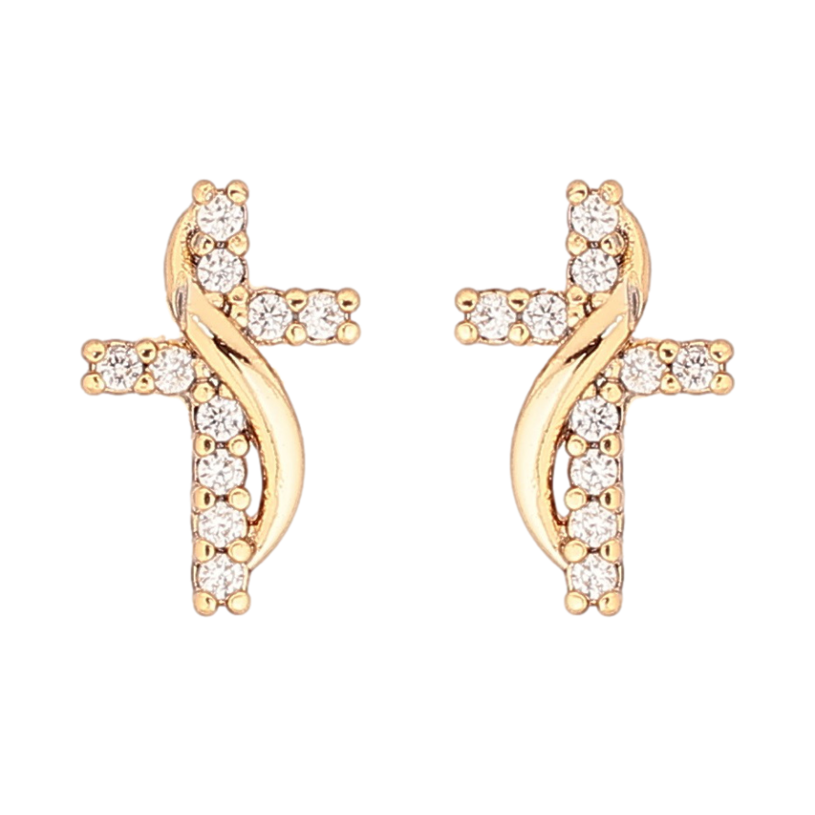 Сережки Xuping Позолота 18K пусети «Хрестики з цирконієм» фото №1 Сережки Xuping Позолота 18K пусети «Хрестики з цирконієм» фото №1