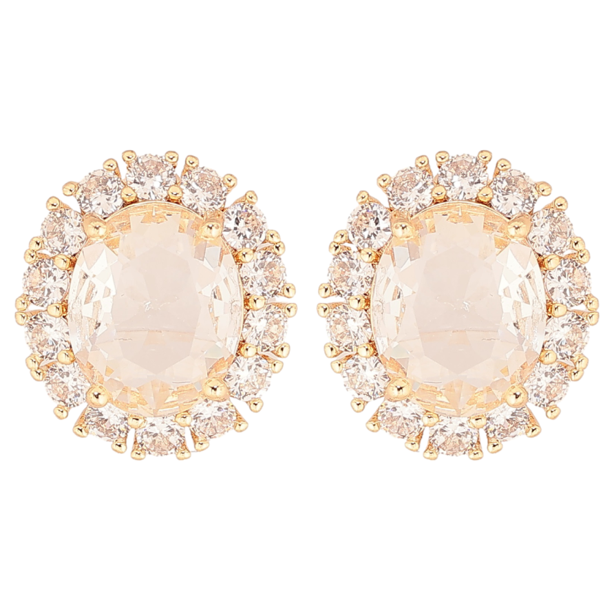 Сережки Xuping Позолота 18K пусети «Кристали в обрамленні цирконію» фото №1 Сережки Xuping Позолота 18K пусети «Кристали в обрамленні цирконію» фото №1