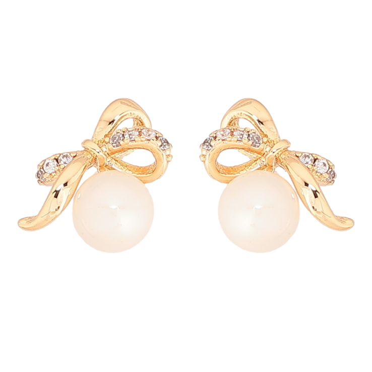 Сережки Xuping Позолота 18K пусети «Банти з перлинами» фото №15