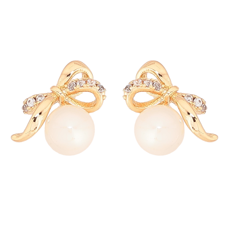 Сережки Xuping Позолота 18K пусети «Банти з перлинами» фото №15 Сережки Xuping Позолота 18K пусети «Банти з перлинами» фото №15
