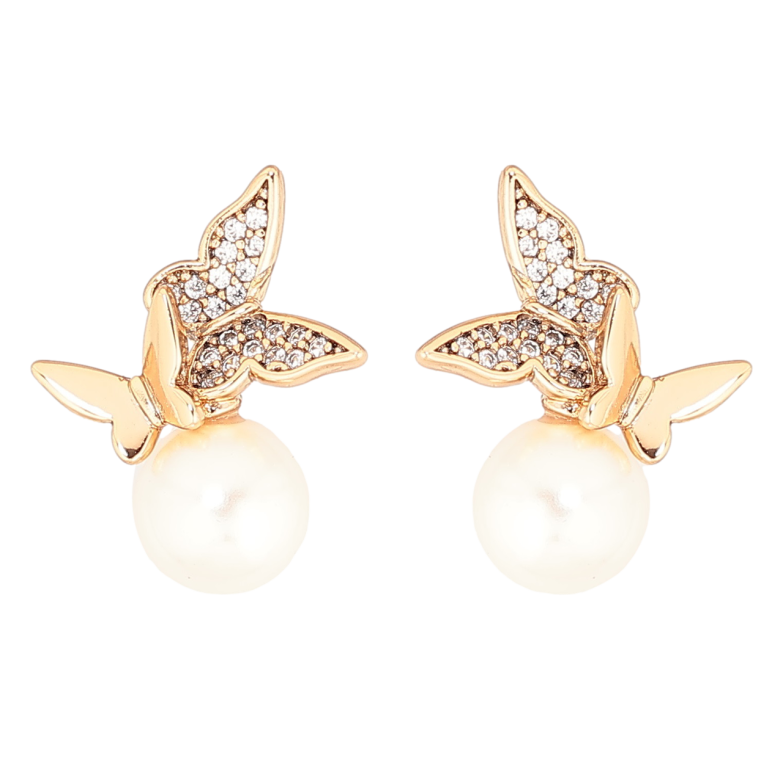 Сережки Xuping Позолота 18K пусети «Метелики з перлинами» фото №7 Сережки Xuping Позолота 18K пусети «Метелики з перлинами» фото №7
