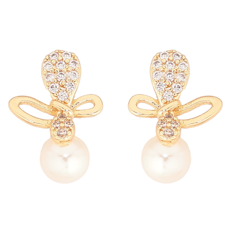 Сережки Xuping Позолота 18K пусети «Метелики з перлинами» фото №5