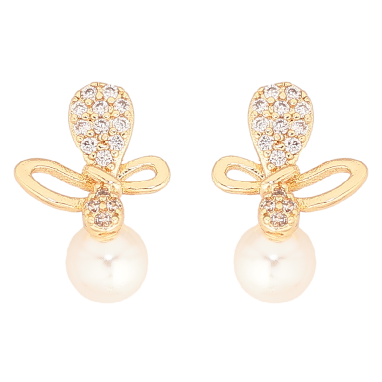 Серьги Xuping Позолота 18K пусеты Бабочки с жемчужинами фото №2 Серьги Xuping Позолота 18K пусеты Бабочки с жемчужинами фото №2