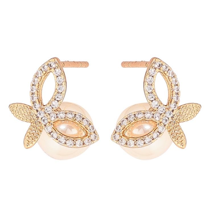 Сережки Xuping Позолота 18K пусети «Метелики з перлинами» фото №7