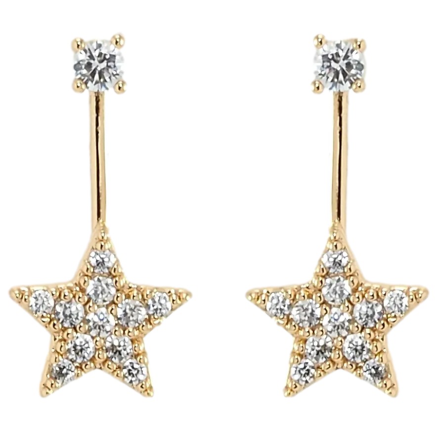 Сережки Xuping Позолота 18K пусети Зірки з цирконієм фото №1 Сережки Xuping Позолота 18K пусети Зірки з цирконієм фото №1