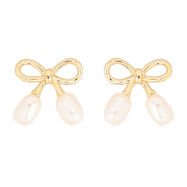 Сережки Xuping Позолота 18K пусети «Банти з перлинками» фото №17 Сережки Xuping Позолота 18K пусети «Банти з перлинками» фото №17