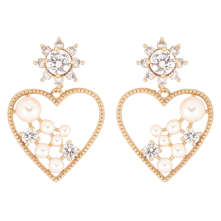 Серьги Xuping Позолота 18K пусеты Подвески сердечки с жемчужинами фото №20